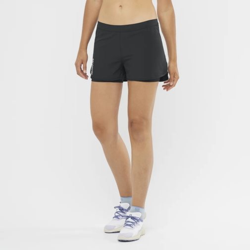 Black Salomon Cross 2in1 Women's Running Shorts | PH 41965I